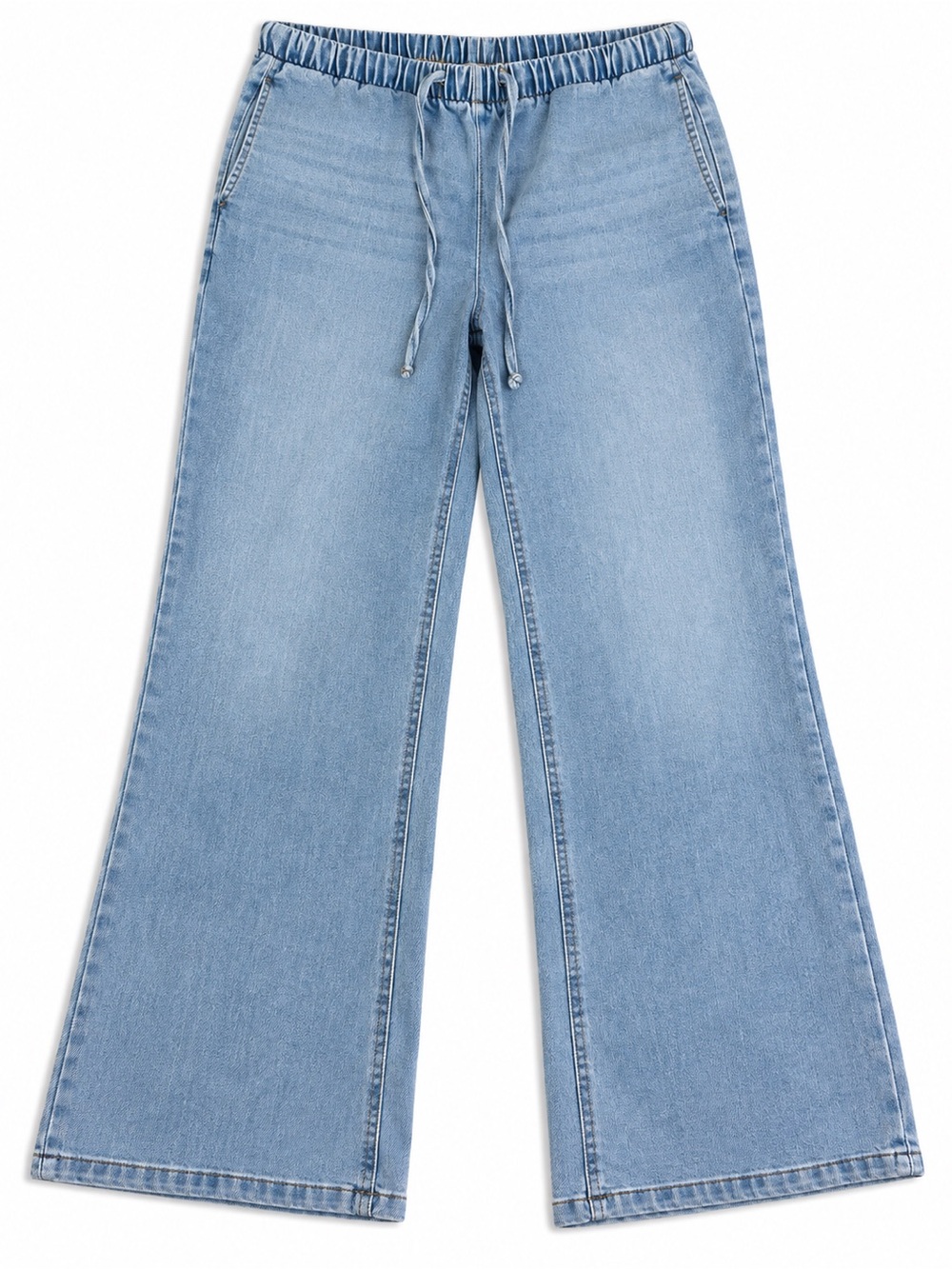 Vanilla Star Light Wash Wide Leg Drawstring Jeans Size Medium